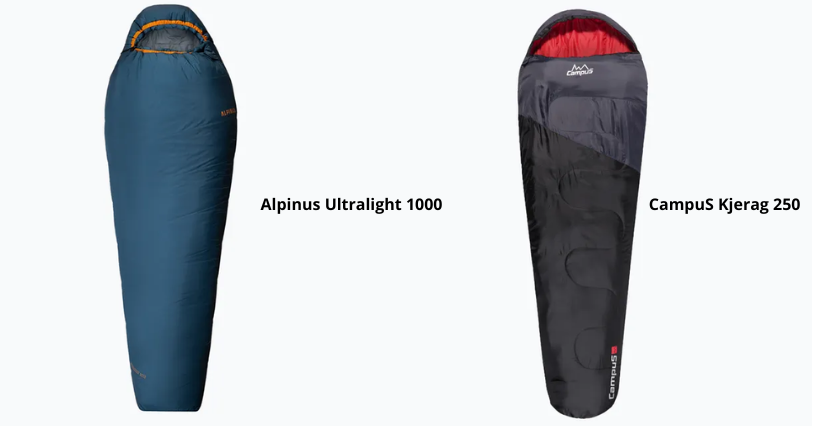 Śpiwory Alpinus Ultralight 1000 oraz CampuS Kjerag 250