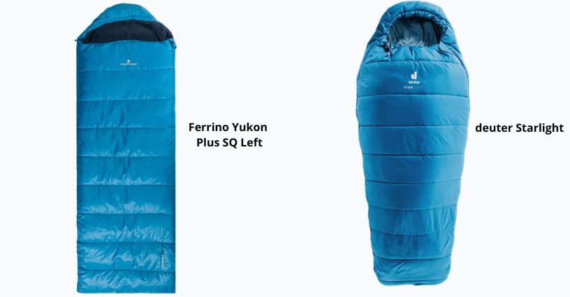 Śpiwór koperta Ferrino Yukon Plus SQ oraz śpiwór dla dzieci deuter Starlight