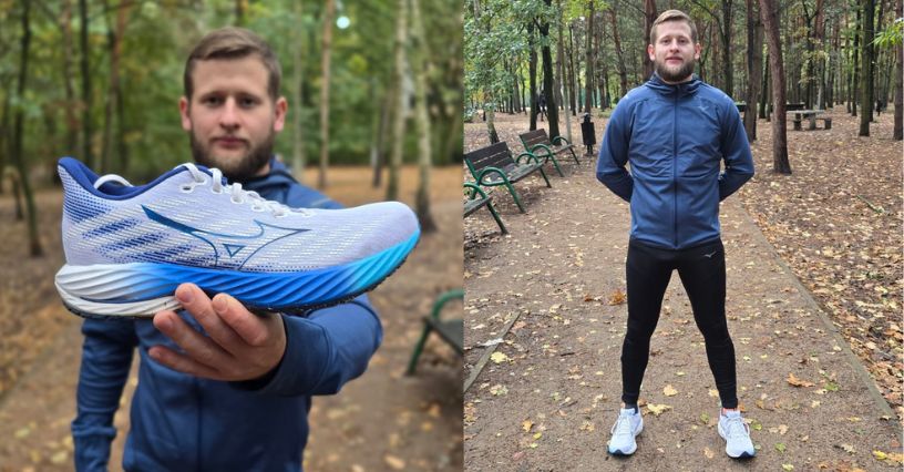 Biegacz w butach do biegania Mizuno Wave Rider 28
