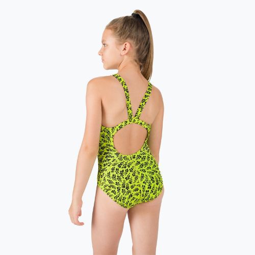 Strój pływacki jednoczęściowy dziecięcy Nike Hydrastrong Muliple Prints atomic green