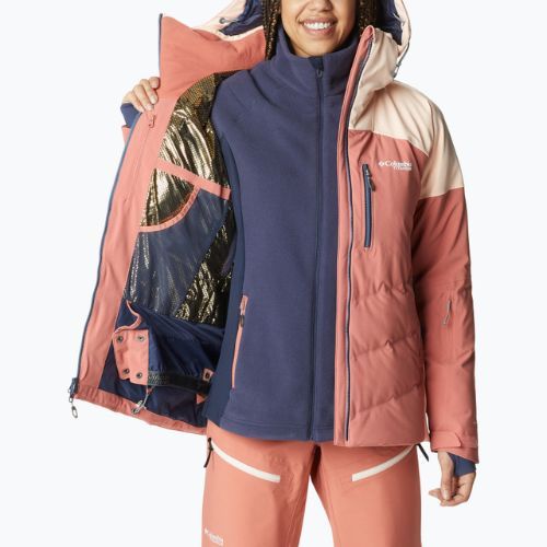 Kurtka narciarska damska Columbia Powderkeg III Down dark coral/peach blossom