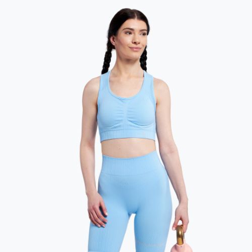 Biustonosz treningowy Gym Glamour Push Up baby blue