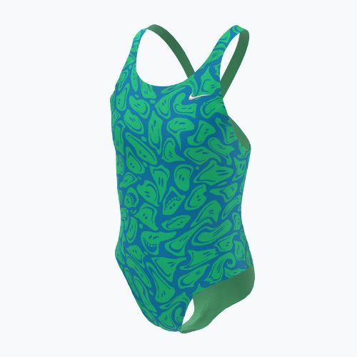 Strój pływacki jednoczęściowy dziecięcy Nike Hydrastrong Multi Print Fastback electric algae