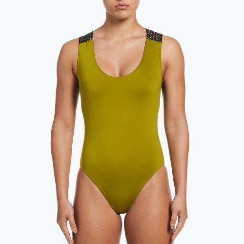 Strój pływacki jednoczęściowy damski Nike Wild Keyhole moss