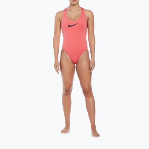 Strój pływacki jednoczęściowy damski Nike Logo Tape sea coral