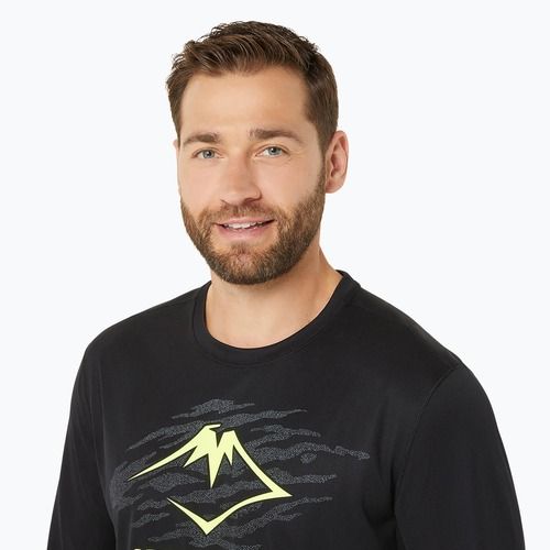 Longsleeve do biegania męski ASICS Fujitrail Logo black/graphic grey/safety yellow