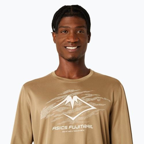 Longsleeve do biegania męski ASICS Fujitrail Logo pepper/feather grey/oatmeal