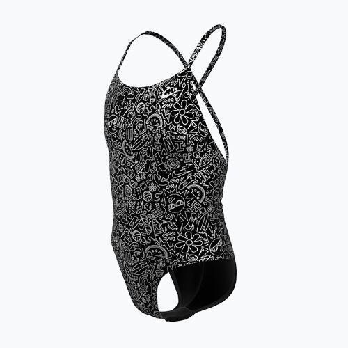 Strój pływacki jednoczęściowy dziecięcy Nike Hydrastrong Charms Multi Print Lace Up Back black