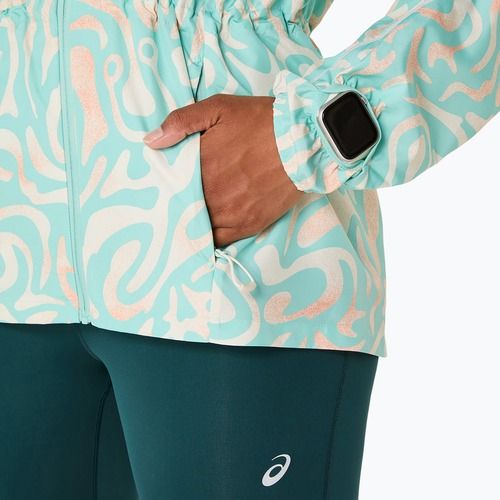 Kurtka do biegania damska ASICS Road Lite-Show Packable oasis green/multi color