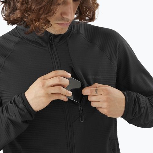 Bluza trekkingowa męska Salomon Lightwarm Full Zip deep black