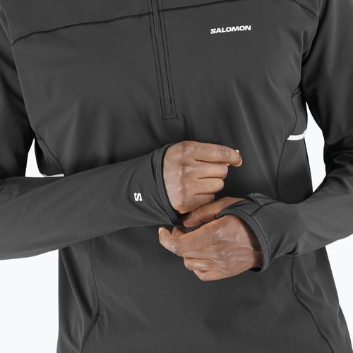 Bluza do biegania męska Salomon Sense Aero Hybrid Half Zip Hooded deep black