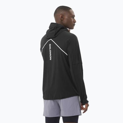 Bluza do biegania męska Salomon Sense Aero Hybrid Half Zip Hooded deep black