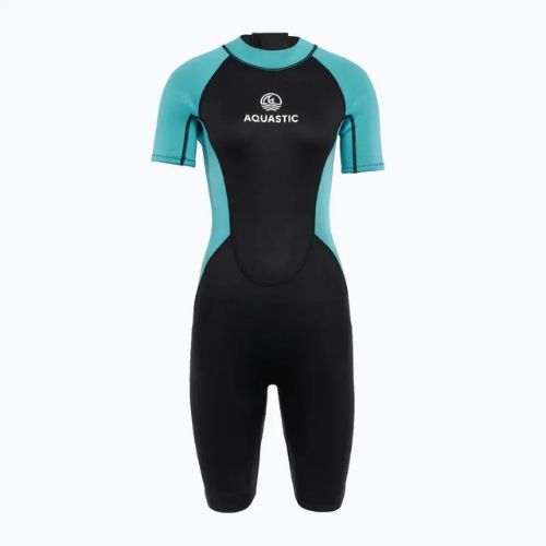 Pianka do pływania damska AQUASTIC Wavey WMNS 2 mm czarny/miętowy
