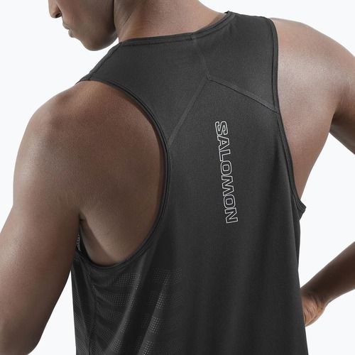 Koszulka do biegania męska Salomon Sense Aero Singlet GFX deep black