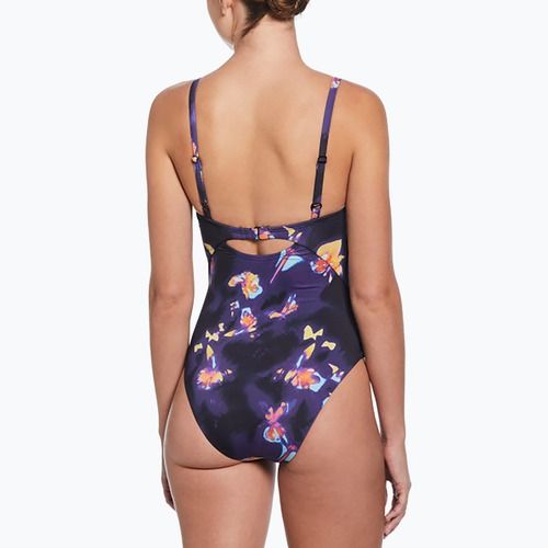 Strój pływacki jednoczęściowy damski Nike Floral Blur V-Neck black