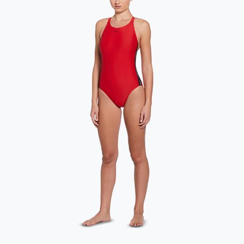Strój pływacki jednoczęściowy damski Nike Logo Tape Fastback university red