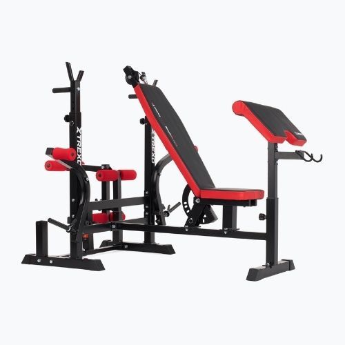 Ławka treningowa XTREXO BenchFit Max ze stojakiem i modlitewnikiem czarny