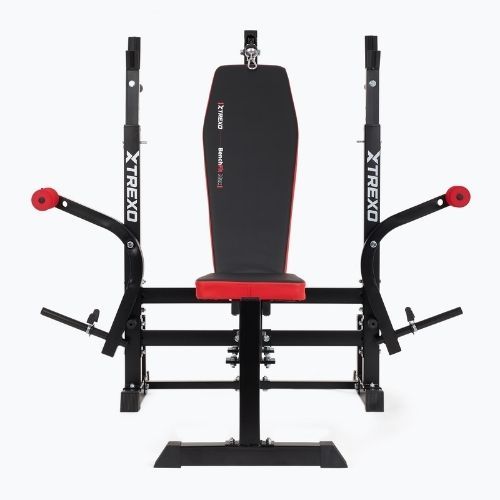 Ławka treningowa XTREXO BenchFit Max ze stojakiem i modlitewnikiem czarny