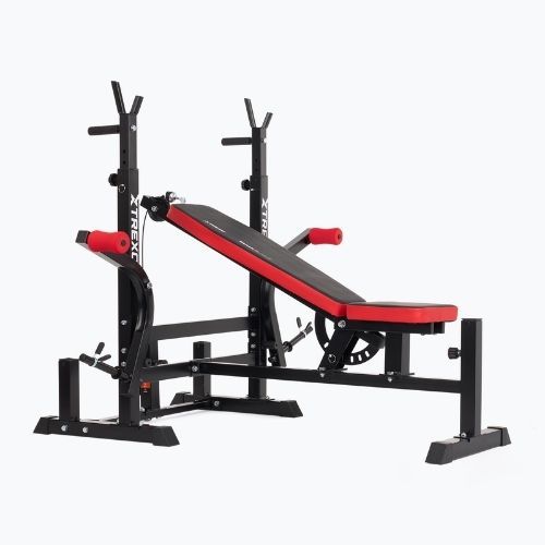 Ławka treningowa XTREXO BenchFit Max ze stojakiem i modlitewnikiem czarny