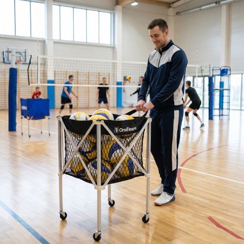 Wózek na piłki do siatkówki OneTeam Slot czarny