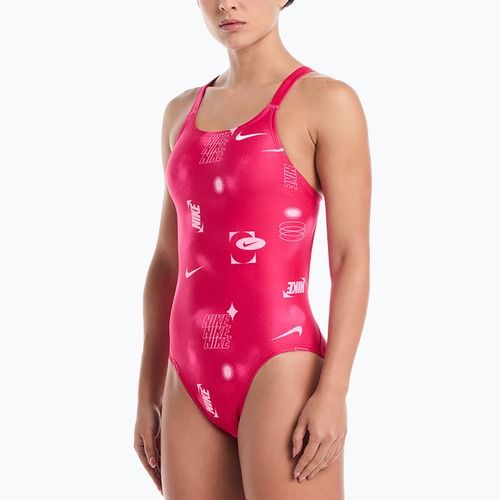 Strój pływacki jednoczęściowy damski Nike Hydrastrong Fastback rush pink