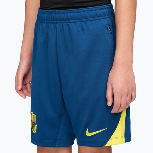 Spodenki piłkarskie dziecięce Nike FC Barcelona Strike SE Jr gym blue/opti yellow/opti yellow