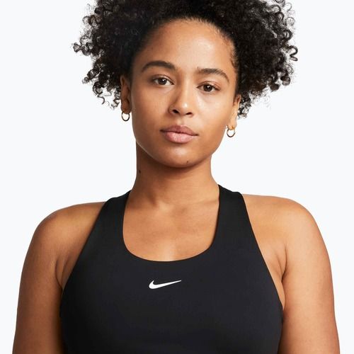 Koszulka damska Nike Swoosh Medium Support Bra black/black/white
