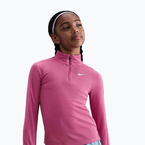 Longsleeve treningowy dziecięcy Nike Dri-Fit 1/4 Zip sweet beet/white