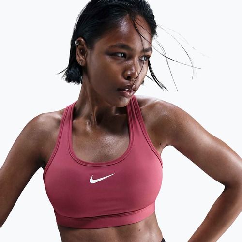 Biustonosz treningowy Nike Swoosh Medium Support sweet beet/white