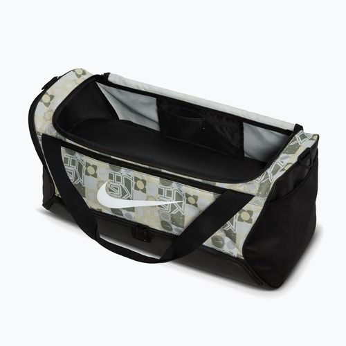 Torba treningowa Nike Brasilia 9.5 Aop 60 l off white/black/white