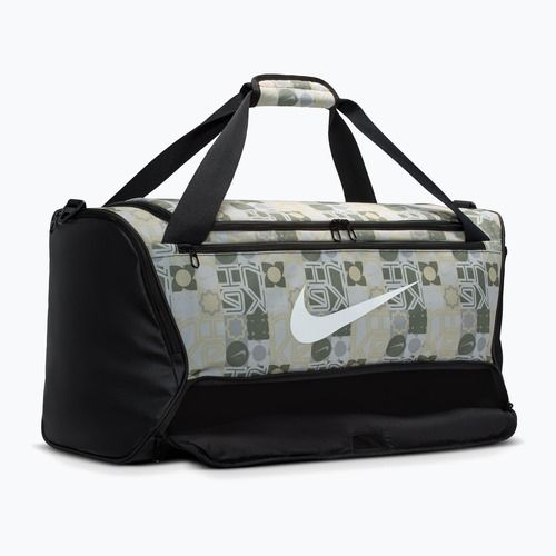 Torba treningowa Nike Brasilia 9.5 Aop 60 l off white/black/white