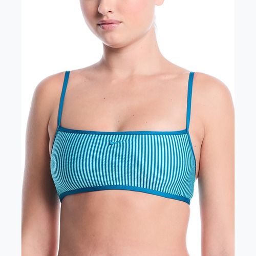 Góra od stroju pływackiego Nike Ripple Texture Bralette Classic Bikini bleached turquoise