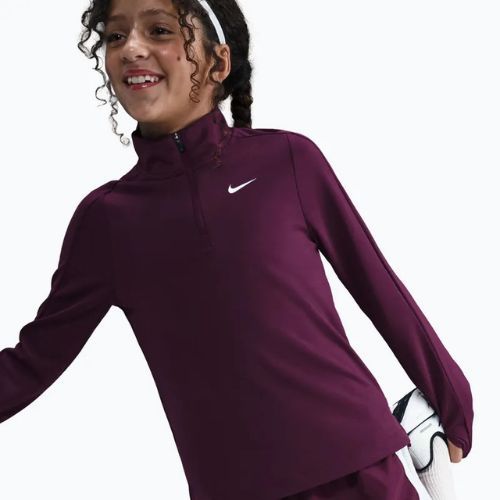 Longsleeve treningowy dziecięcy Nike Dri-Fit 1/4 Zip bordeaux/white