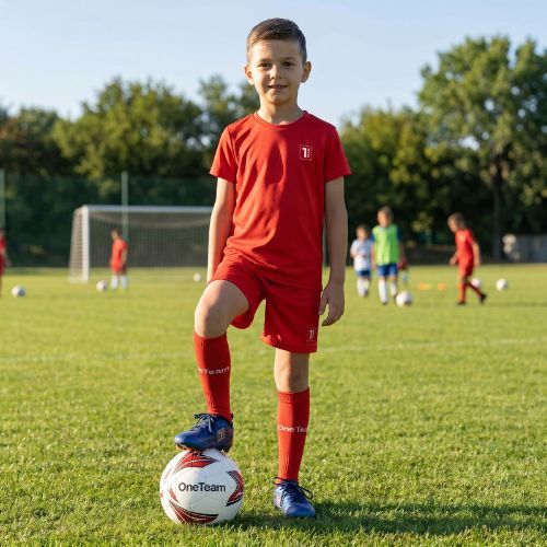 Komplet piłkarski dziecięcy OneTeam Precision Set koszulka i spodenki czerwony