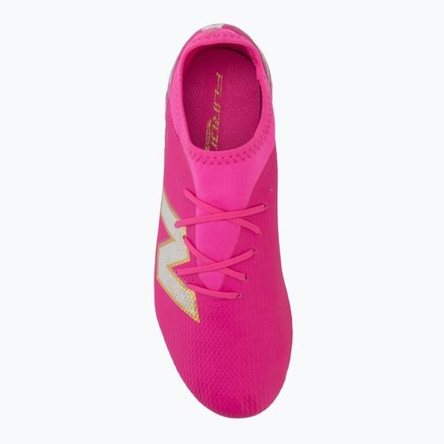 Buty piłkarskie dziecięce New Balance Furon Team V8 FG pink heat/sea salt/gold metallic