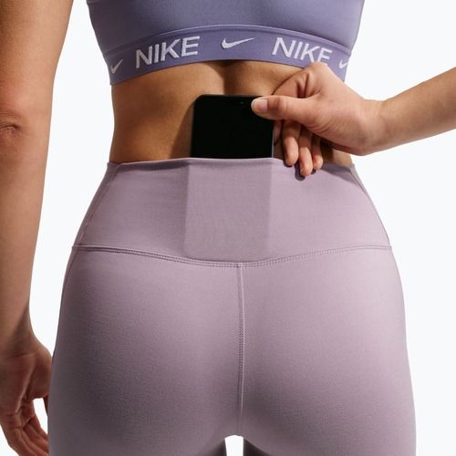Legginsy treningowe damskie Nike One High-Waisted 7/8 light violet ore/white