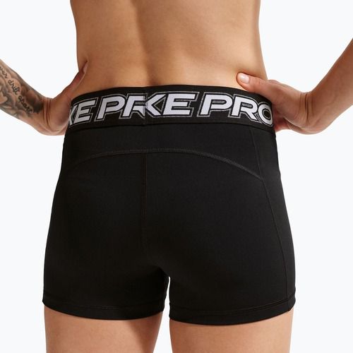 Spodenki treningowe damskie Nike Pro Mid Rise Biker 3" black/white/metallic silver