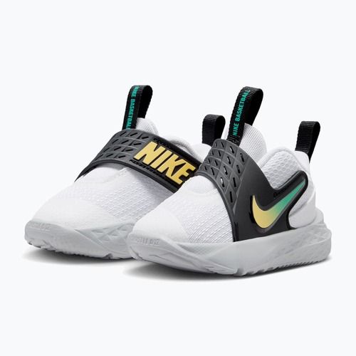 Buty dziecięce Nike Team Hustle D 12 white/black/clear emerald/topaz gold
