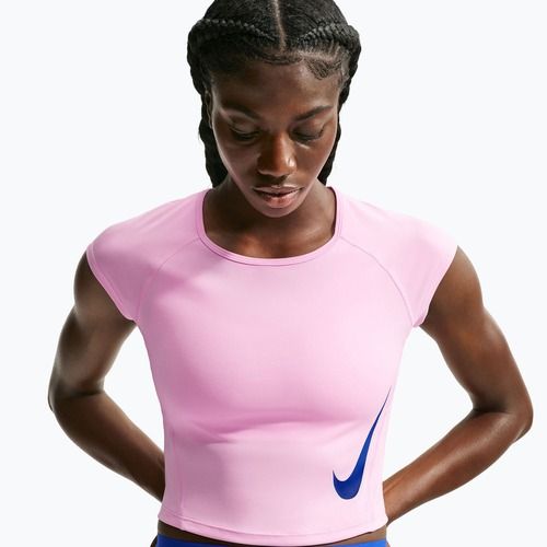 Koszulka do biegania damska Nike Tempo Swoosh Run Dri-Fit pink rise/pink rise/old royal