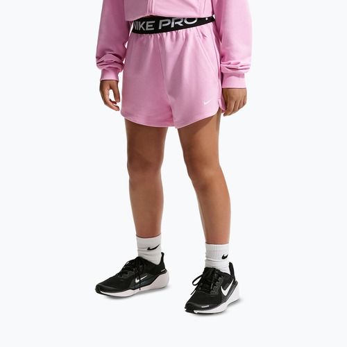 Spodenki dziecięce Nike Pro Fleece pink rise/pink rise/black/white