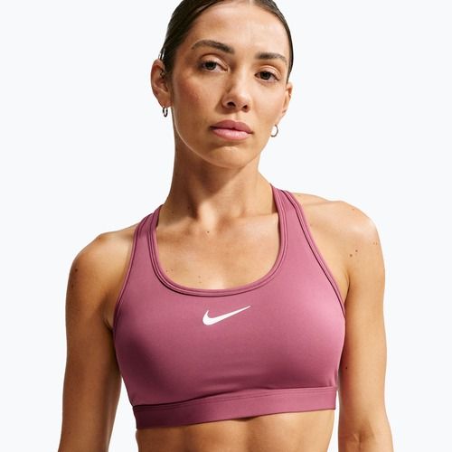 Biustonosz treningowy Nike Swoosh Medium Support pink smoke/white