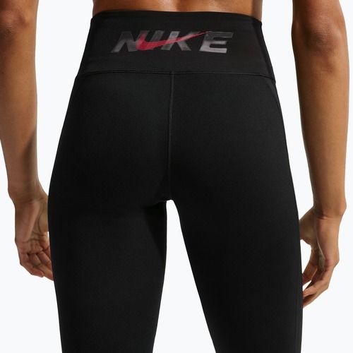 Legginsy damskie Nike One black/black/university red/white