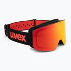 Gogle narciarskie dziecięce UVEX Pwdr FM black matt/mirror red orange clear