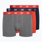 Bokserki męskie CR7 Basic Trunk 3 pary grey melange/ red/ navy