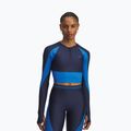 Longsleeve treningowy damski Under Armour HeatGear Rib 1/4 Zip washed navy/blue atlantis/blue atlantis