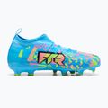Buty piłkarskie dziecięce PUMA Future 9 Match Advanced Level FG/AG Jr puma white/blue glimmer/pink glimmer/yellow alert 9