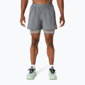 Spodenki do biegania męskie ASICS Road 2N1 5IN clay grey/steel grey/illuminate green