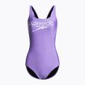 Strój pływacki jednoczęściowy damski Speedo Logo Deep U-Back miami lilac/white