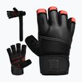 Rękawiczki treningowe RDX L4 Finger Weightlifting Leather red/black 7