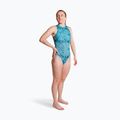 Strój pływacki jednoczęściowy damski ZONE3 High Neck Costume teal tie dye 4